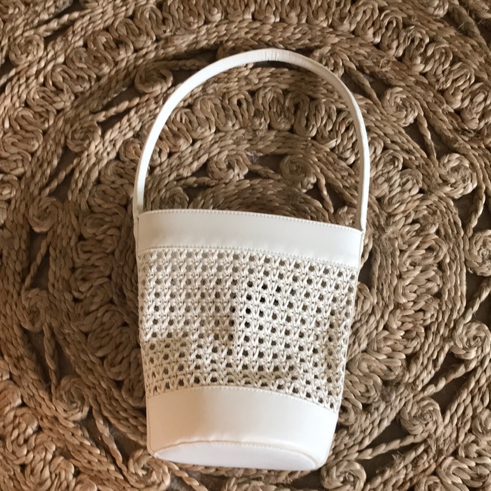 White bucket bag